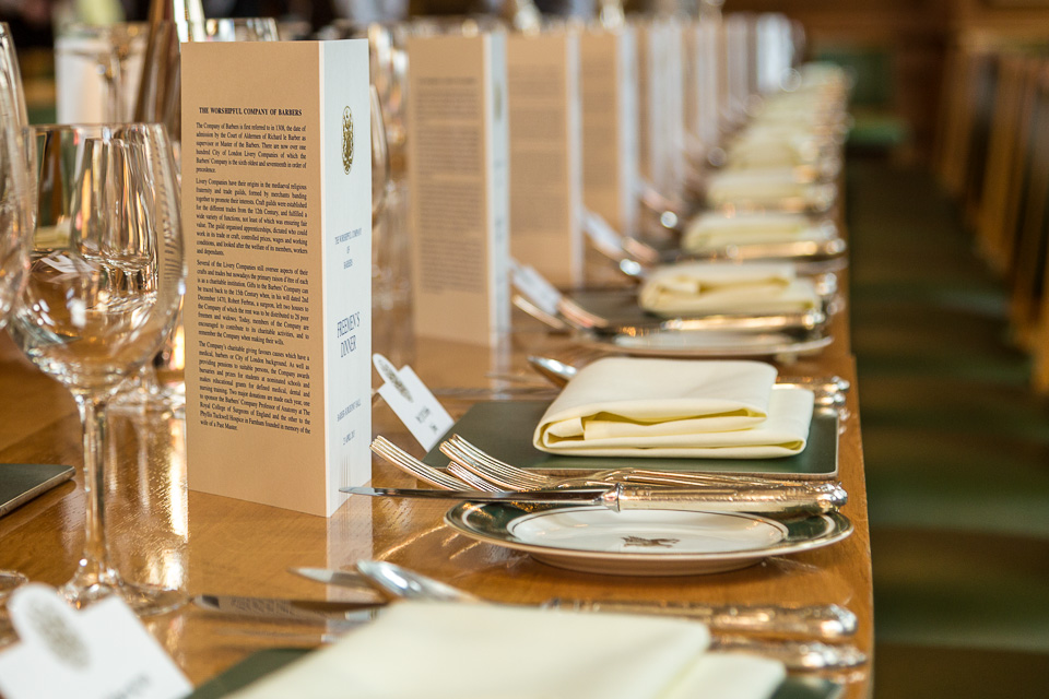 Dinner service on table at City Event