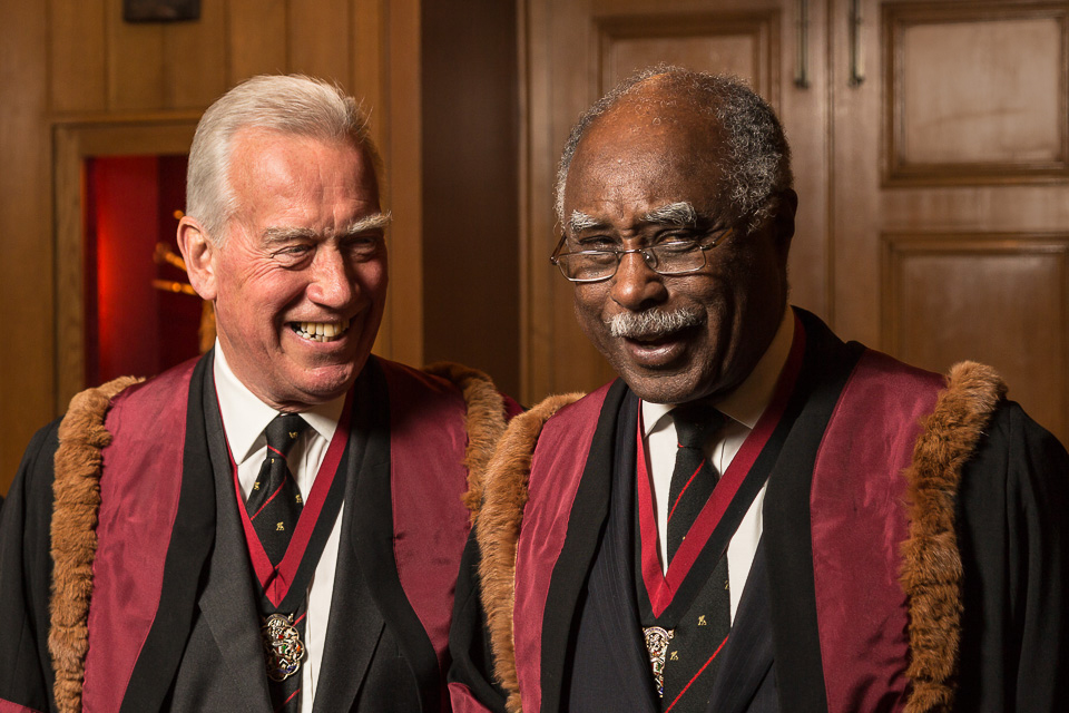 Sir Roger Henry Vickers KCVO FRCS (Left) and The Rt Hon The Lord Rebeiro CBE FRCS (Right)