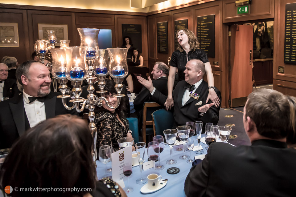 Singer entertaining members of the City of London Beadle's Guild 