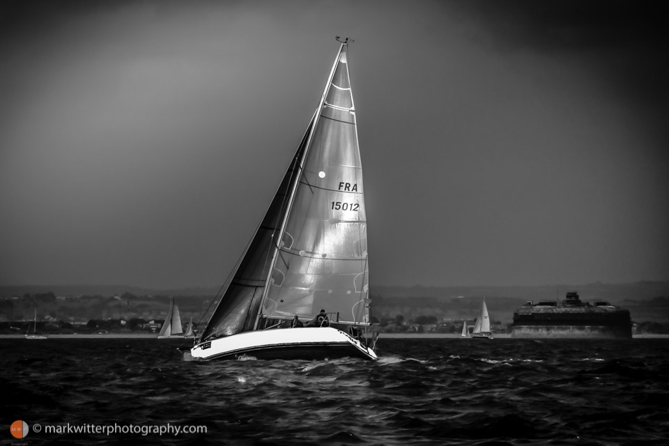 Yacht in Sunlight ,Round The island Race