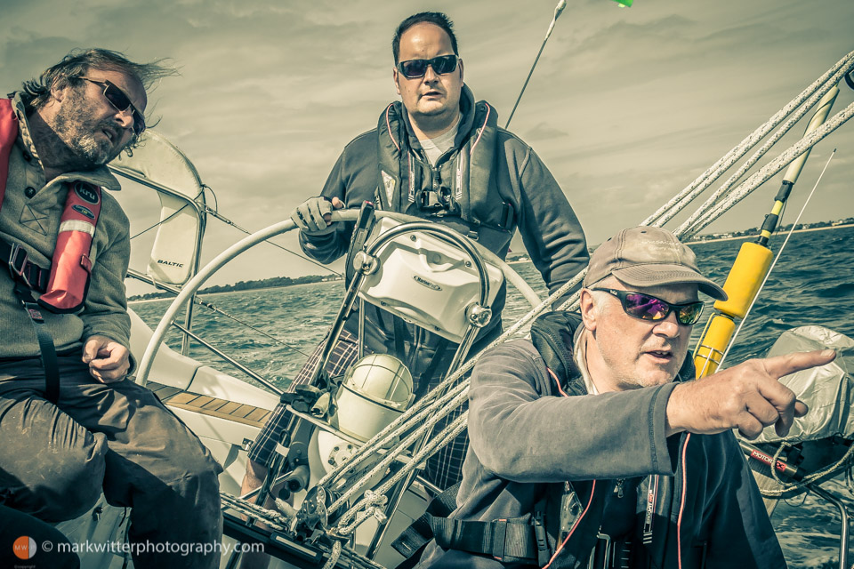 Sailors on board Yacht in Round The Island Race